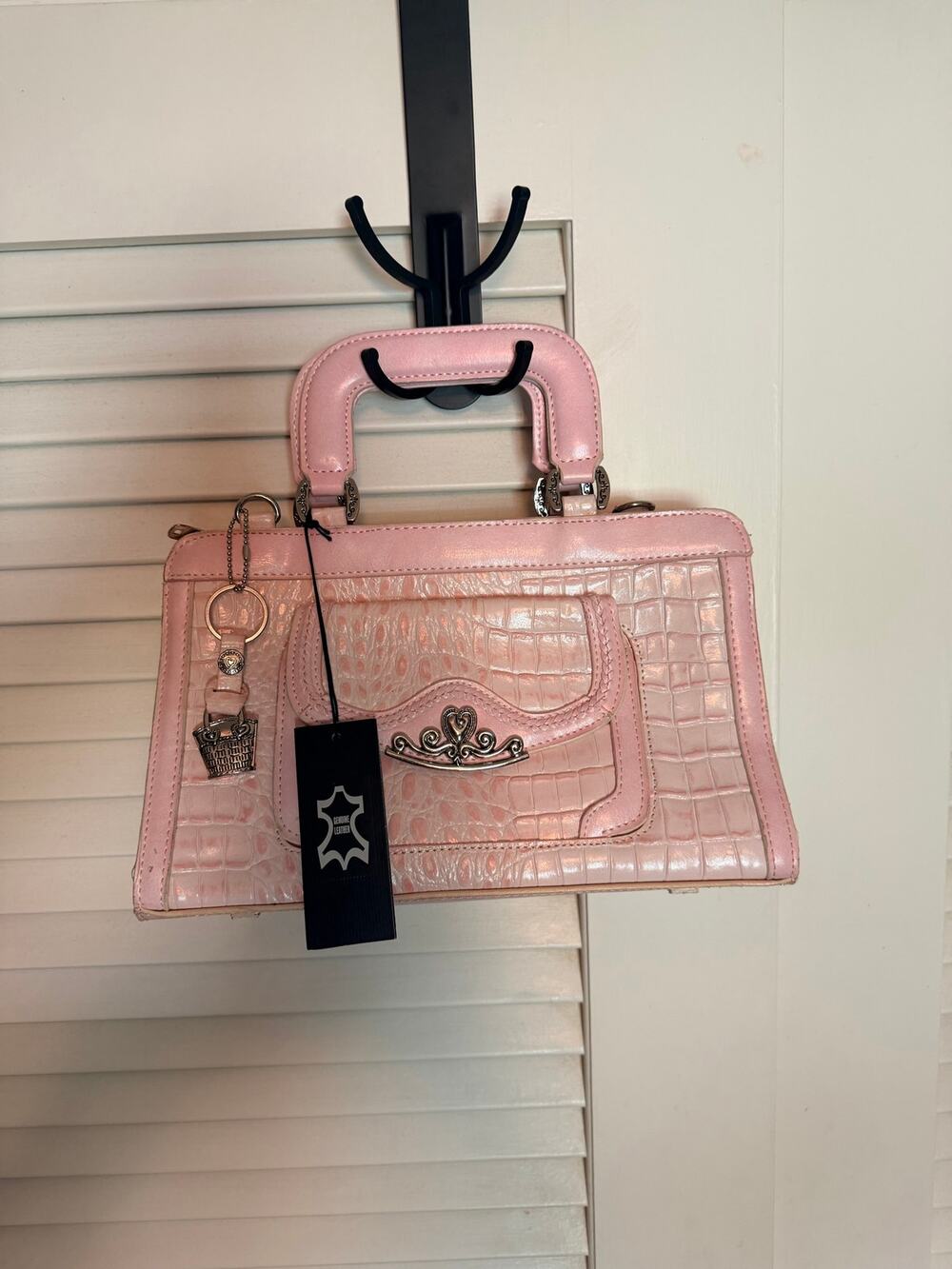 MC Brand pink croc embossed vegan leather purse